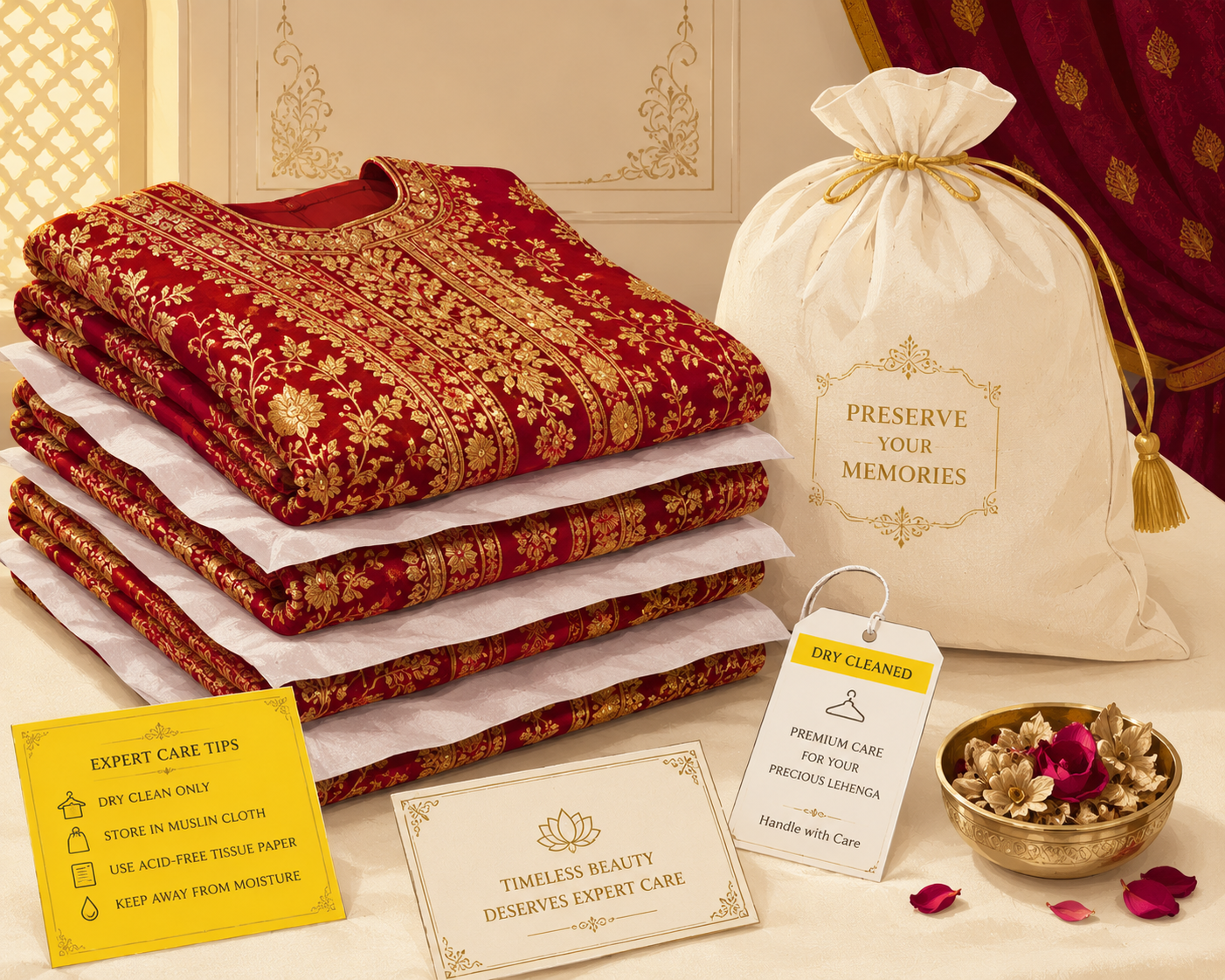 Wedding Lehenga Dry Cleaning and Preservation Guide - Wash Kiya Professional Bridal Care